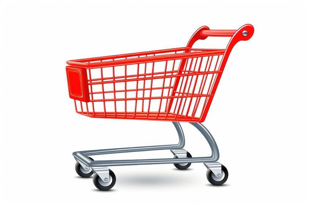 Supermarket shopping cart white background consumerism groceries. AI generated Image by rawpixel.