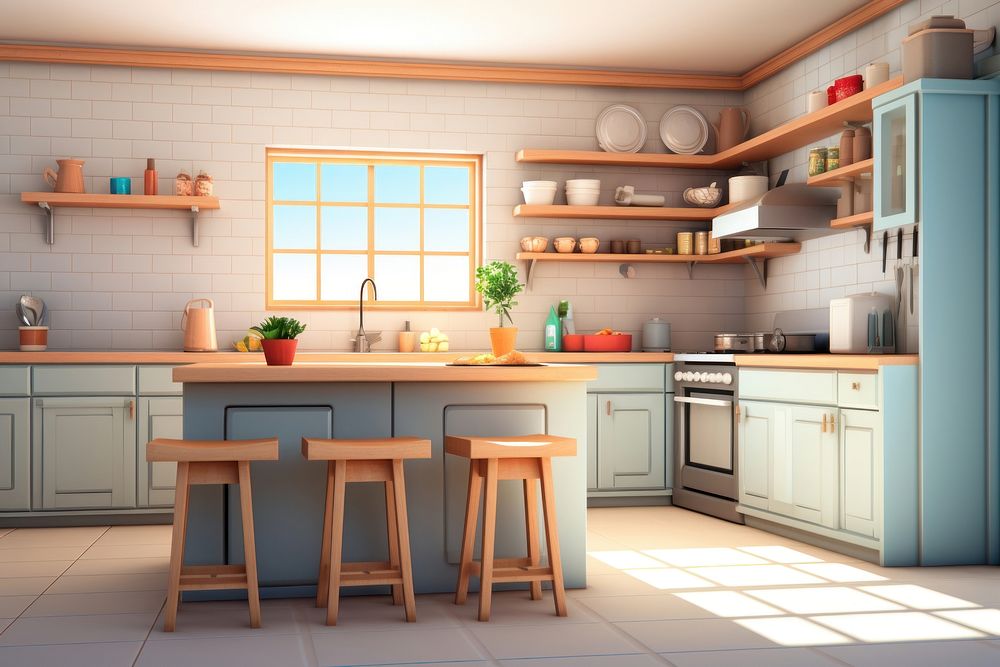 Kitchen furniture room kitchen island. AI generated Image by rawpixel.