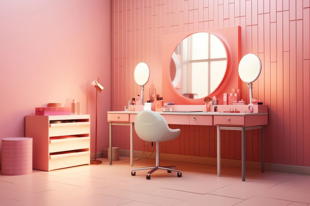 Makeup room furniture chair architecture. AI generated Image by rawpixel.