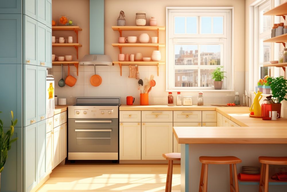 Kitchen furniture room refrigerator. AI generated Image by rawpixel.