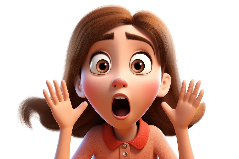 Shocked kid cartoon white background hairstyle. AI generated Image by rawpixel.