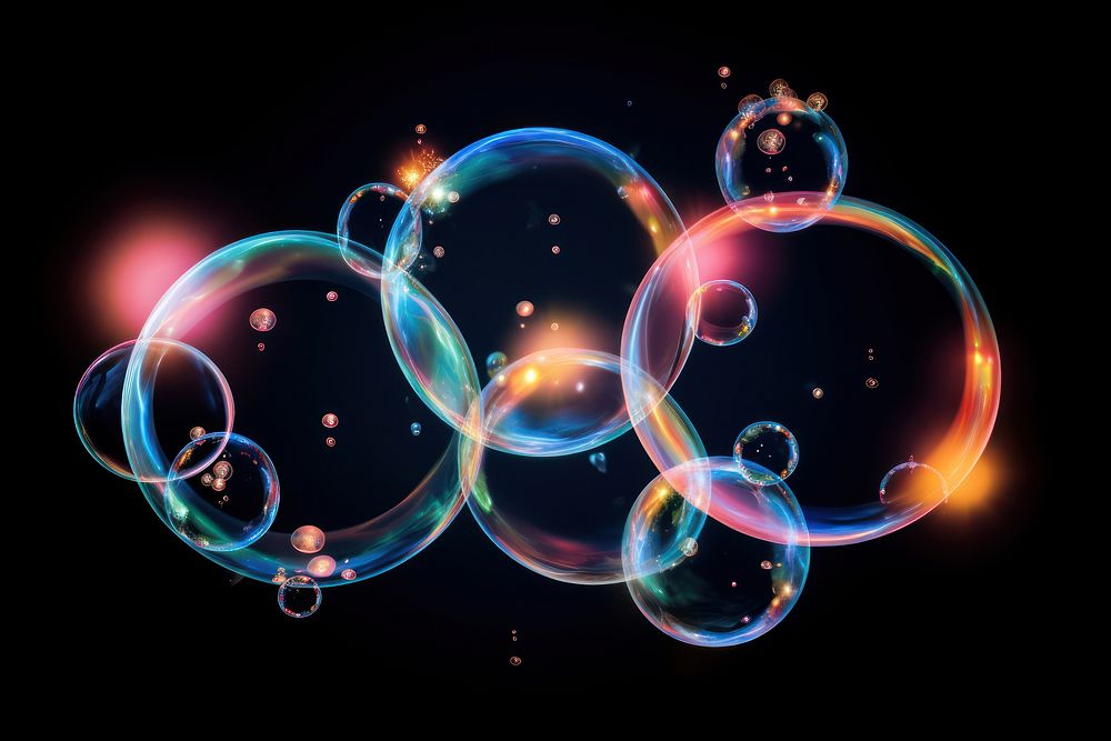 Soap bubble effect, black background, AI generated image by rawpixel