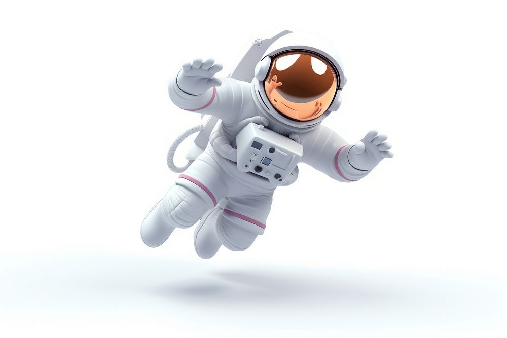 Floating astronaut cartoon space white background. AI generated Image by rawpixel.