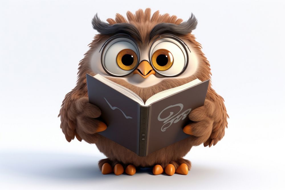 Owl hold a book cartoon bird representation. AI generated Image by rawpixel.