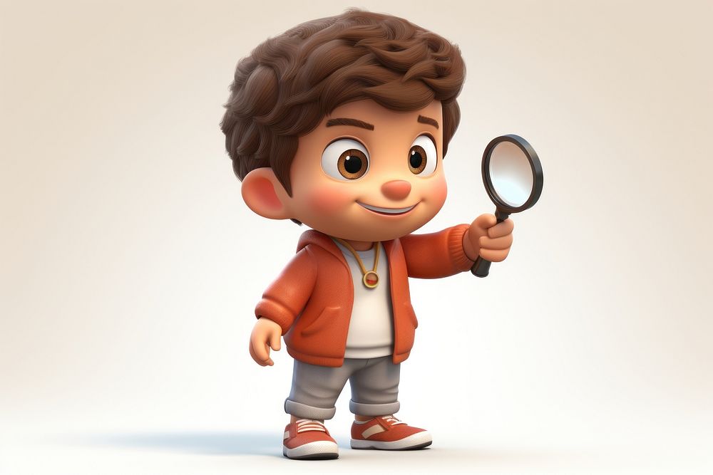 Boy holding a magnifying glass portrait cartoon cute. AI generated Image by rawpixel.