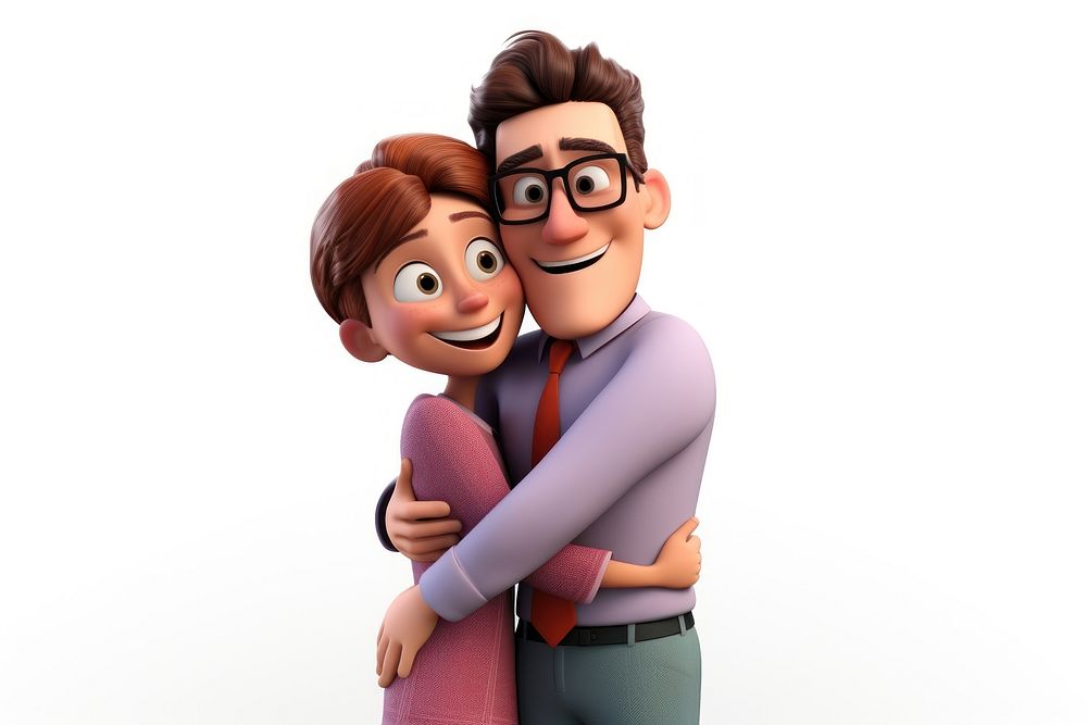 Cartoon hugging adult woman. AI generated Image by rawpixel.