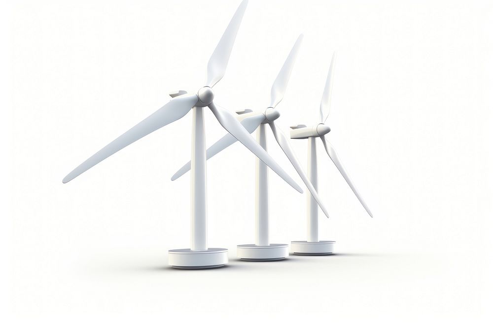 Wind turbine machine white background electricity. AI generated Image by rawpixel.
