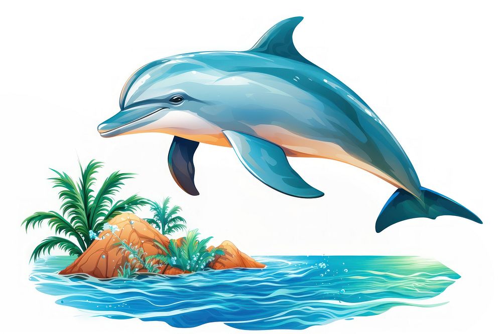 Tropical Island outdoors dolphin animal. AI generated Image by rawpixel.