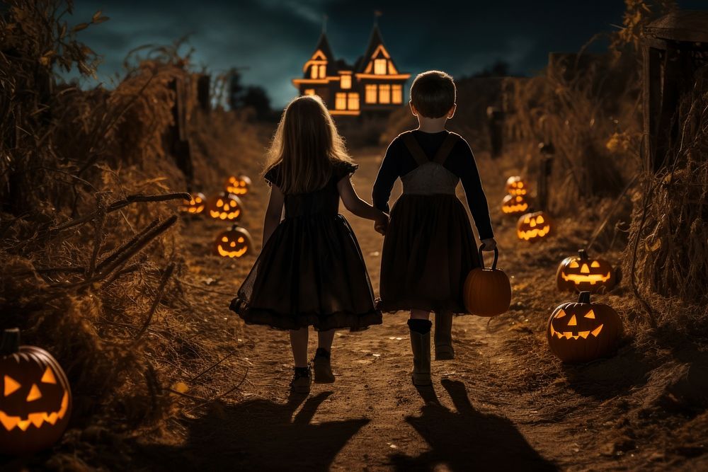 Halloween pumpkin night dress. AI generated Image by rawpixel.