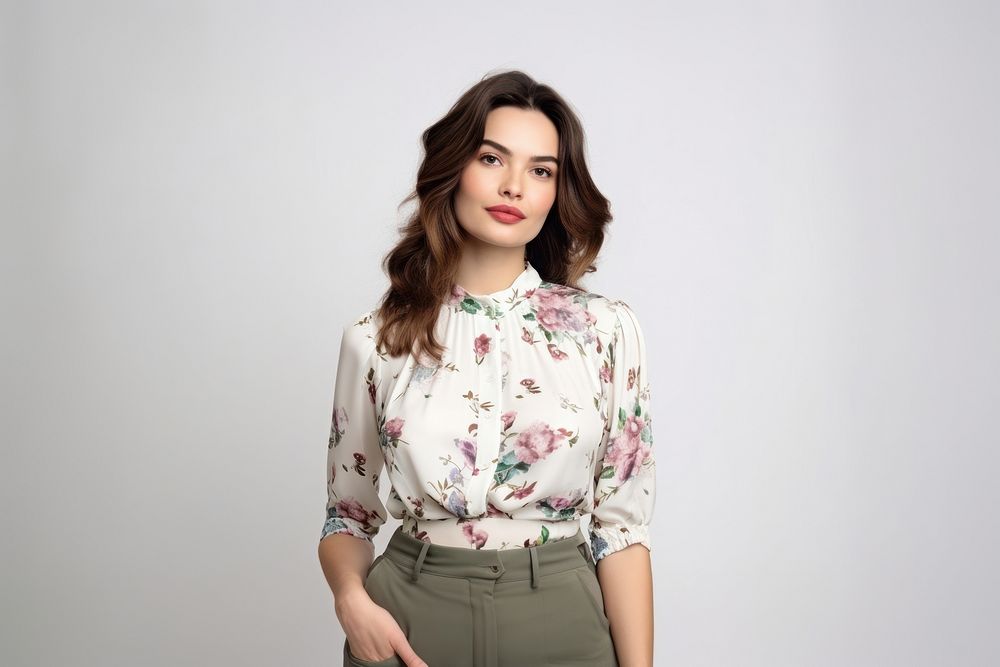 Floral blouse clothing fashion sleeve shirt. AI generated Image by rawpixel.