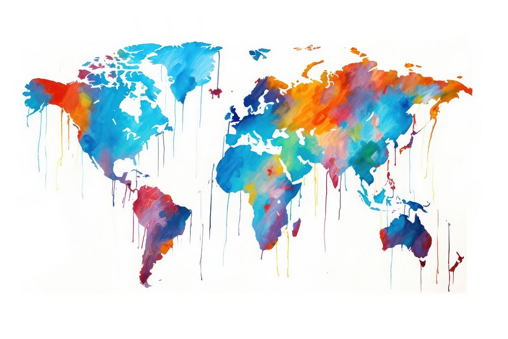 World map painting art white background. AI generated Image by rawpixel.