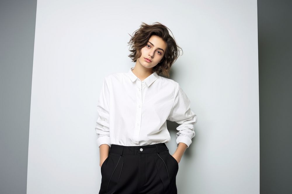 Androgynous clothes fashion white contemplation. AI generated Image by rawpixel.