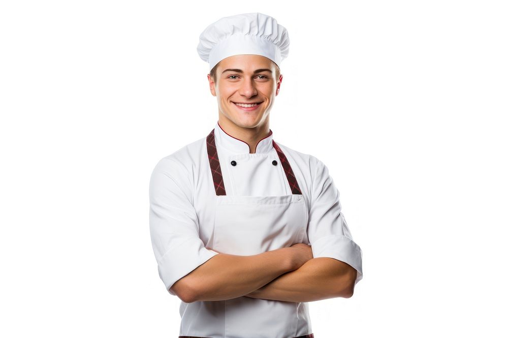 Chef adult smile white background. 