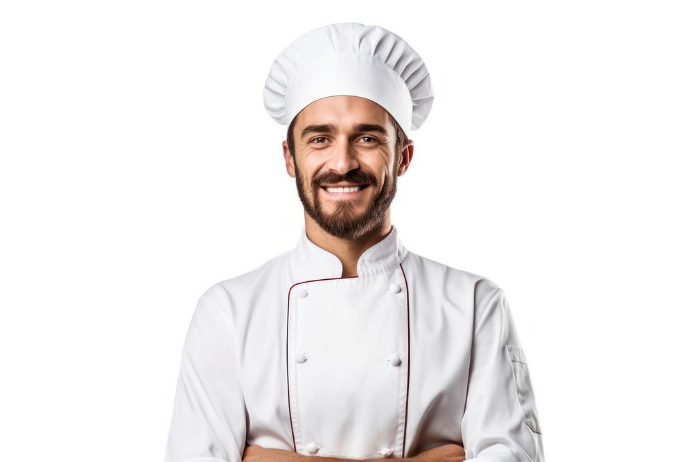 Chef adult smile white background. AI generated Image by rawpixel.