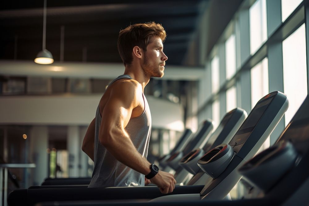 Run gym treadmill sports. AI generated Image by rawpixel.