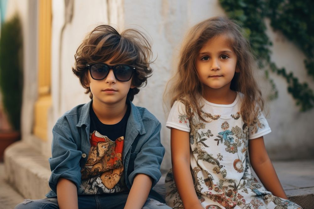 Adorable kids sunglasses portrait child. 