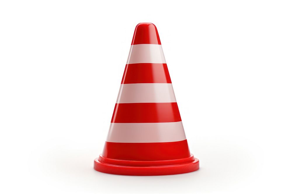 Cone red white background traffic cone. 