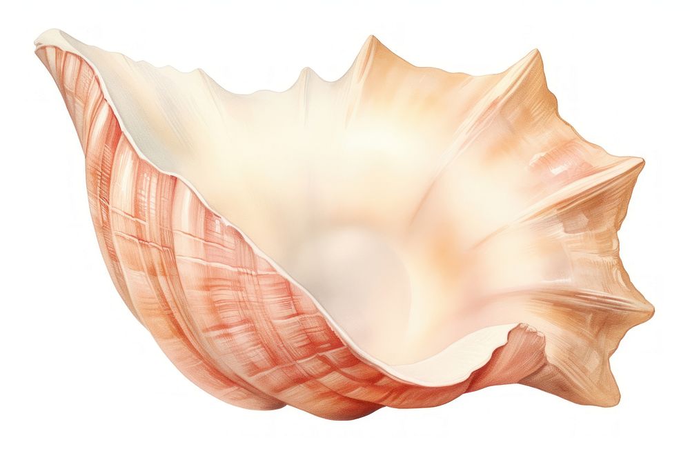 Conch shell white background invertebrate freshness. AI generated Image by rawpixel.