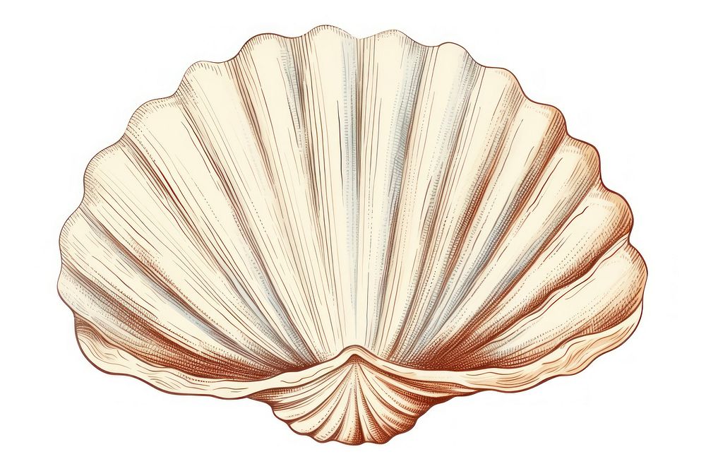 Clam Shell seashell white background invertebrate. AI generated Image by rawpixel.