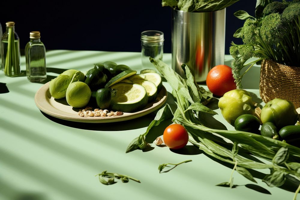 Table vegetable fruit plant. AI generated Image by rawpixel.
