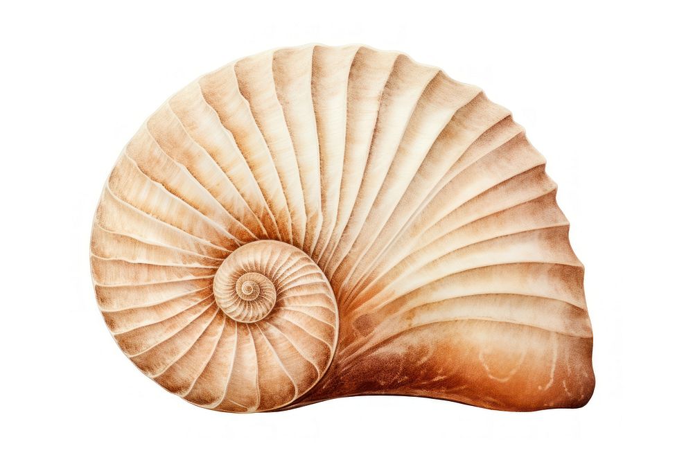 Fossil mollusk shell seashell fossil white background. AI generated Image by rawpixel.