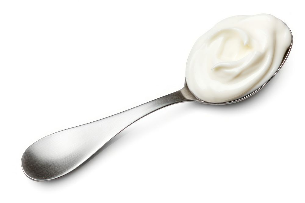 Yogurt spoon dessert cream. 