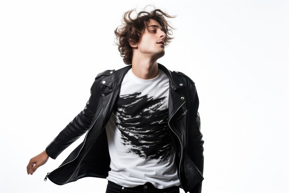 Jacket t-shirt leather fashion. AI generated Image by rawpixel.