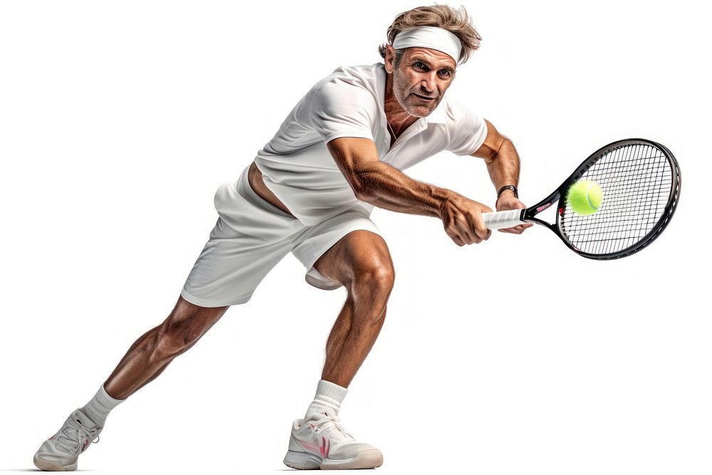 Caucasian man playing tennis player sports racket adult. AI generated Image by rawpixel.