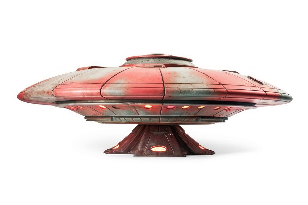 Red vintage ufo lamp white background transportation. AI generated Image by rawpixel.