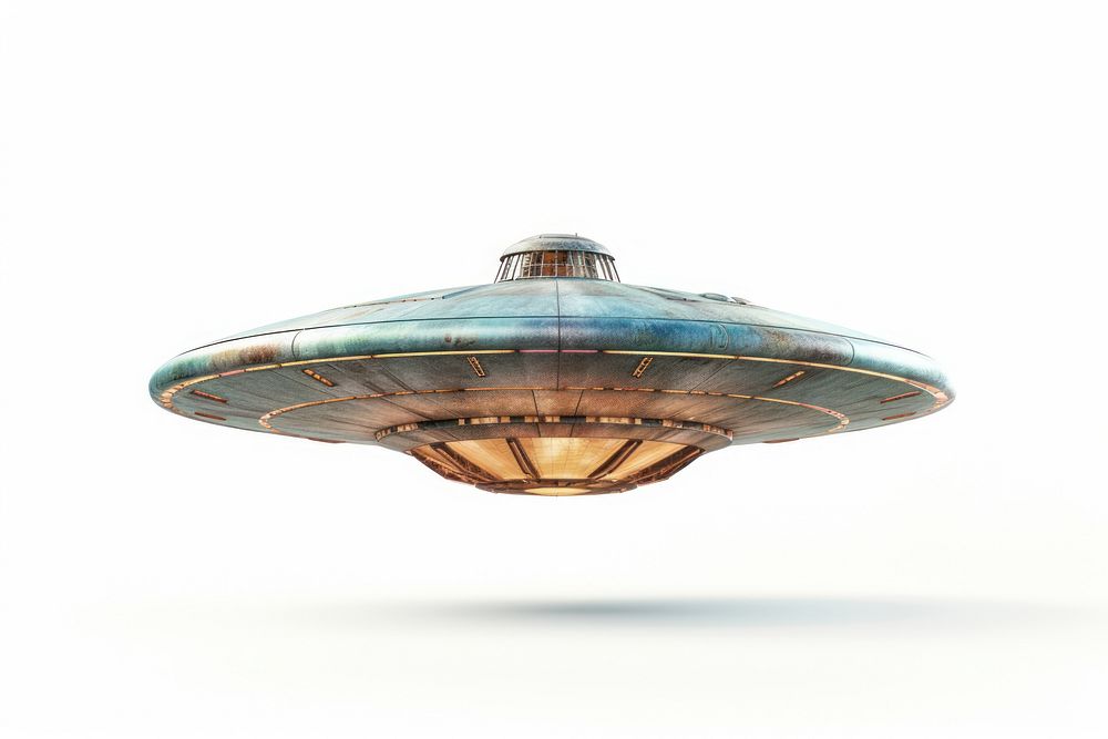 Vintage ufo white background architecture lighting. AI generated Image by rawpixel.