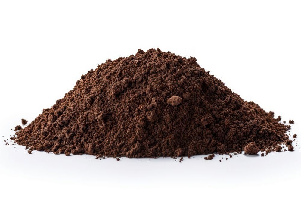 Dark brown soil powder white background ingredient. AI generated Image by rawpixel.