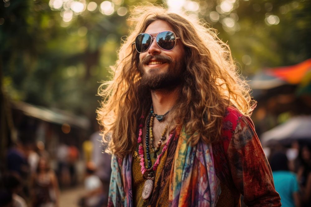 Hippie glasses hair individuality. AI generated Image by rawpixel.