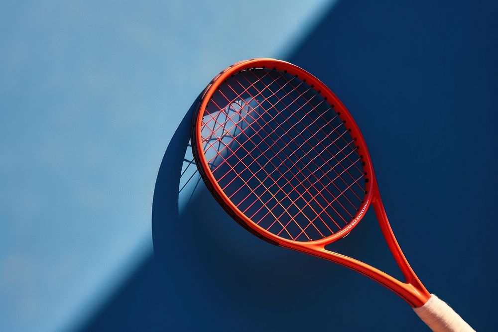 Tennis racket sports ball blue. 