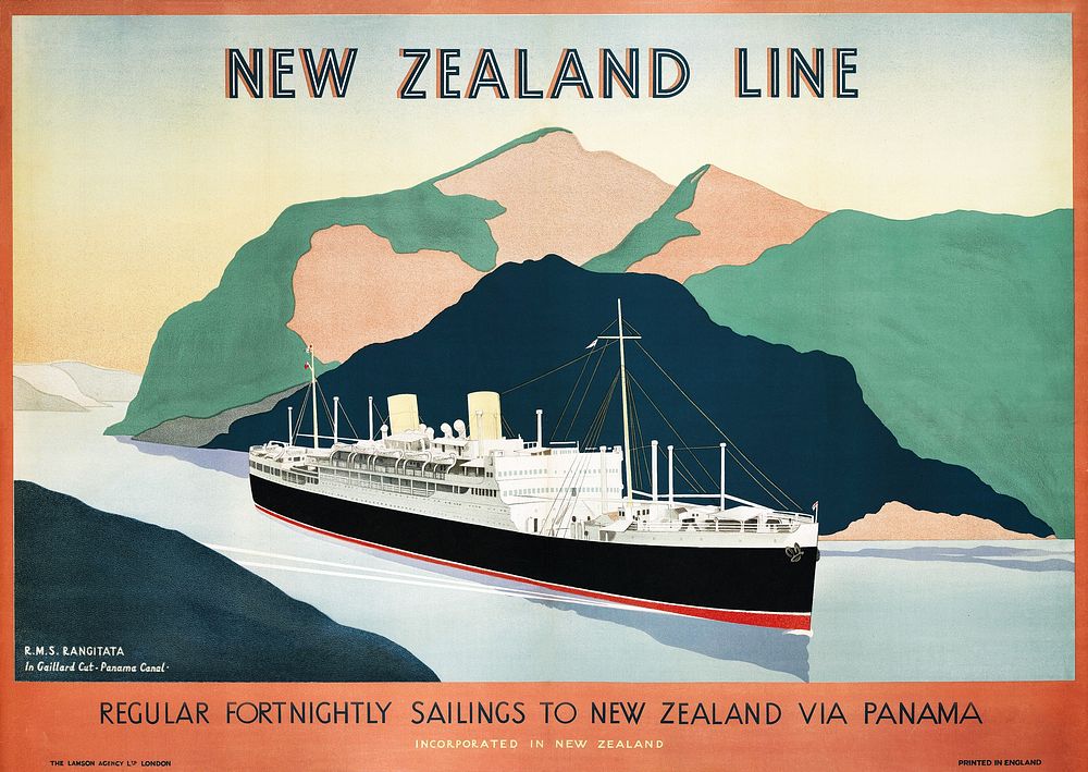 New Zealand's Shipping poster (1930), vintage illustration. Original public domain image from Wikimedia Commons. Digitally…