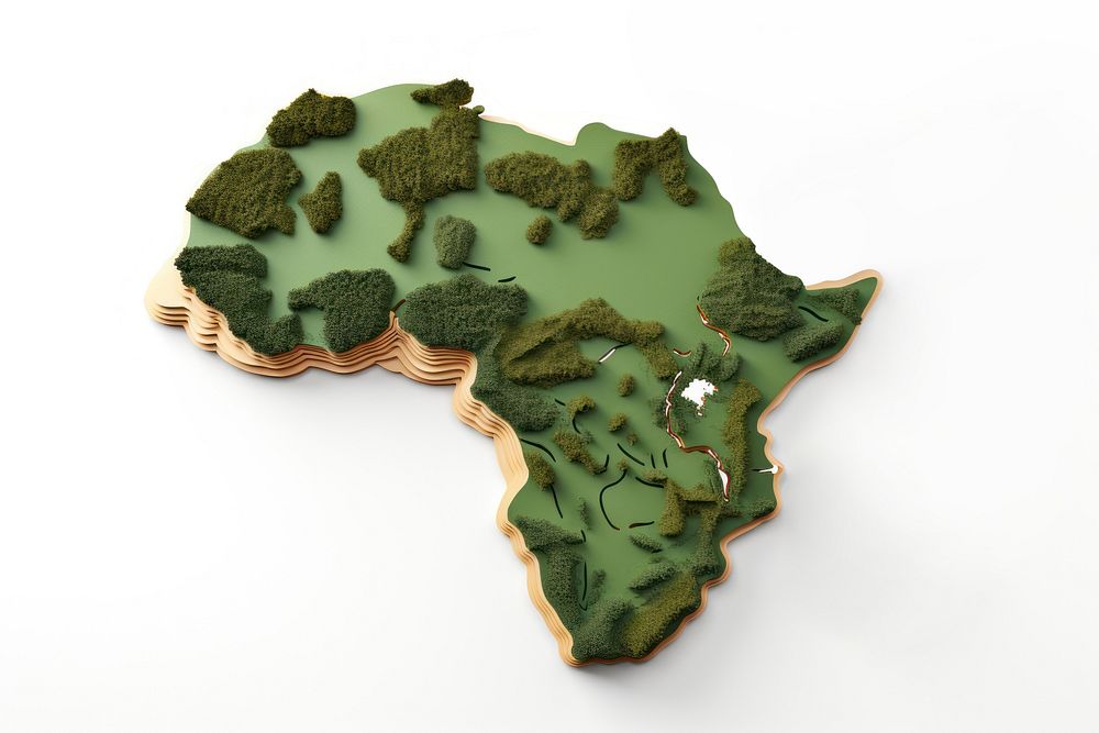 Africa map plant green topography. AI generated Image by rawpixel.