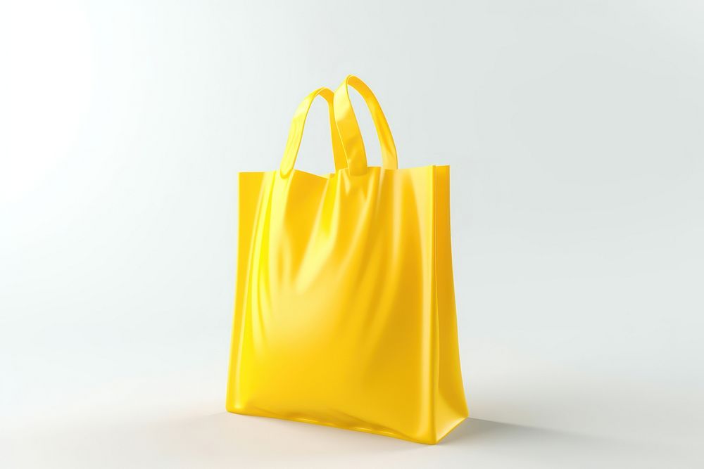 Plastic bag handbag yellow white background. AI generated Image by rawpixel.