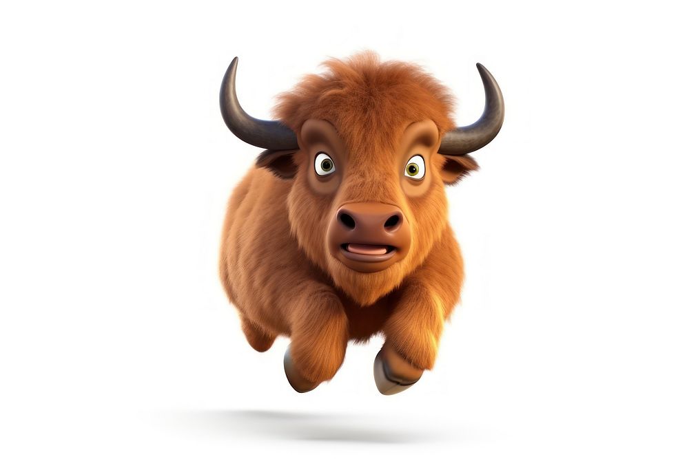 American bison jumping livestock cartoon mammal. AI generated Image by rawpixel.