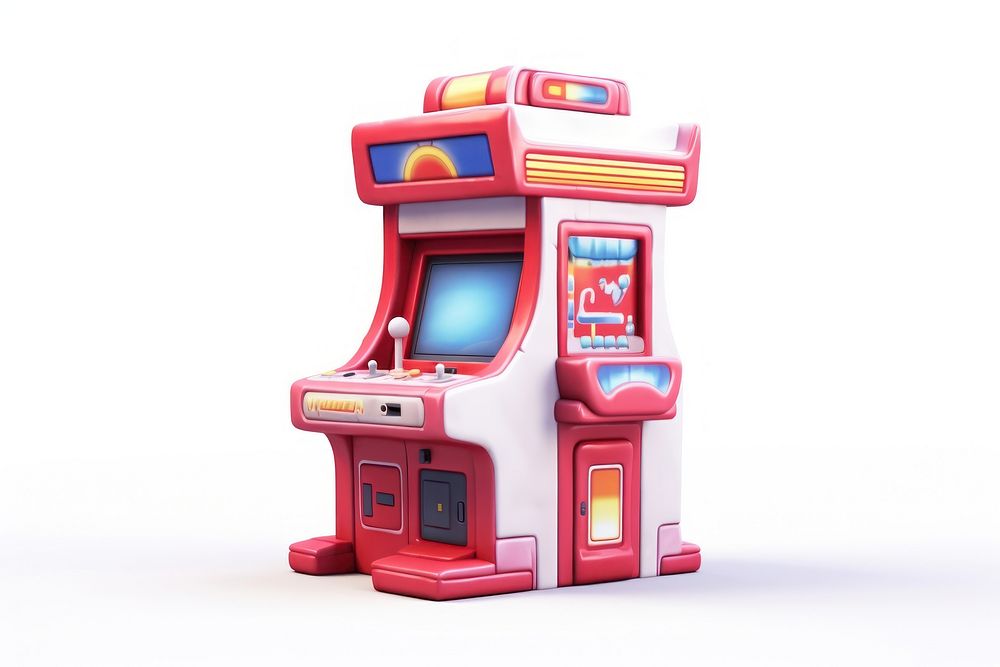 Arcade 1990s machine game white background. AI generated Image by rawpixel.