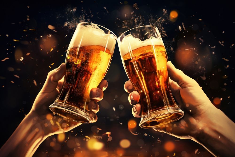 Glass beer holding drink.