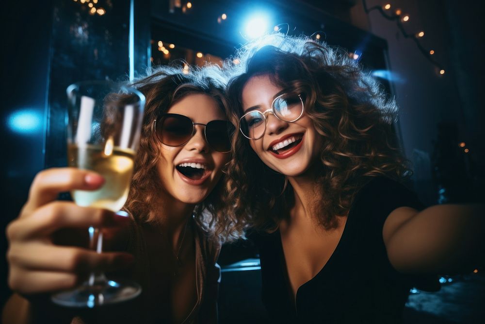 Making selfie glasses party champagne. AI generated Image by rawpixel.