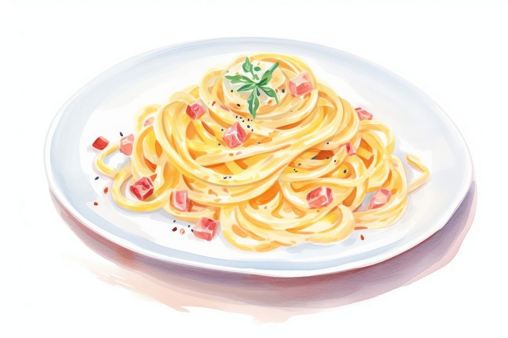 Carbonara spaghetti pasta plate. AI generated Image by rawpixel.
