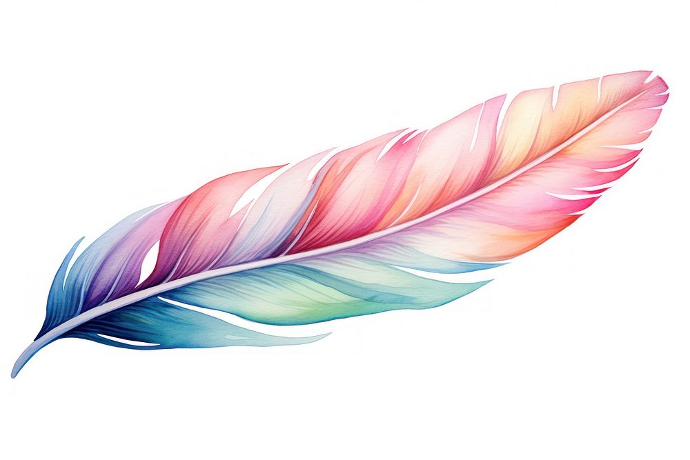Colorful feather pattern white background lightweight. AI generated Image by rawpixel.