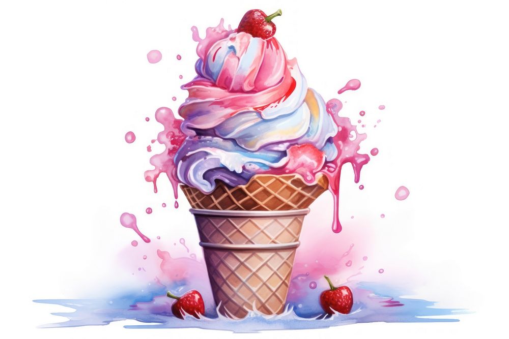 Ice cream dessert food strawberry. AI generated Image by rawpixel.