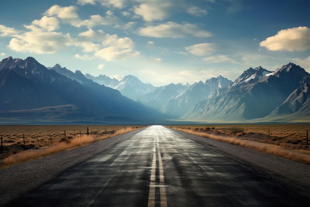 Asphalt road landscape mountain outdoors. AI generated Image by rawpixel.