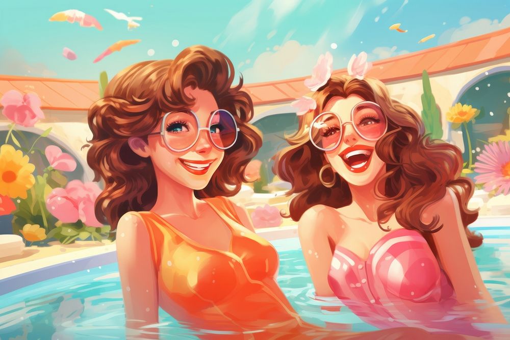 Swimming pool cheerful adult fun. AI generated Image by rawpixel.