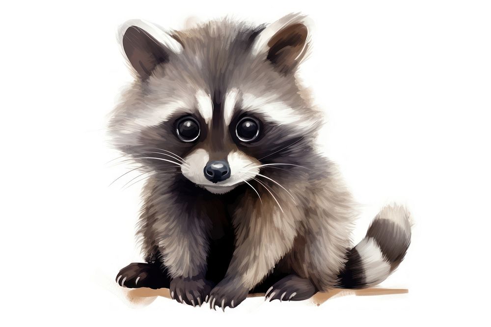 Baby raccoon drawing animal mammal. AI generated Image by rawpixel.