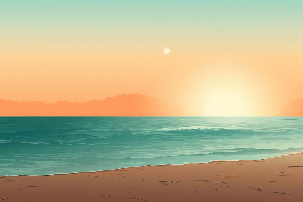 Beach At Sunset beach outdoors horizon. AI generated Image by rawpixel.