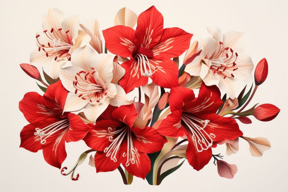 Amaryllis flower plant art. AI generated Image by rawpixel.