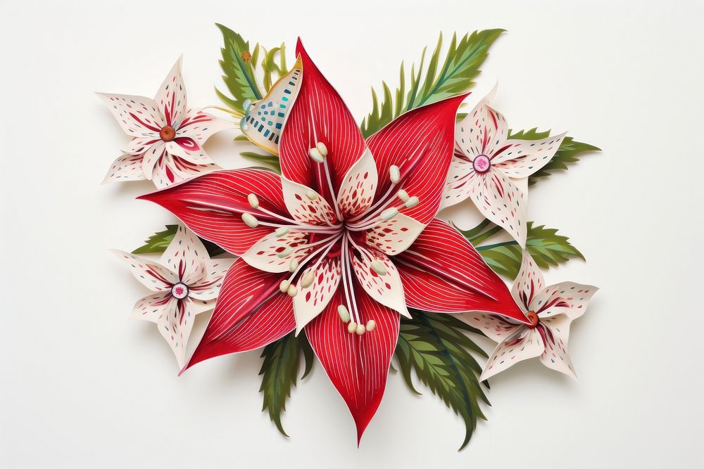 Amaryllis christmas star art flower paper. AI generated Image by rawpixel.