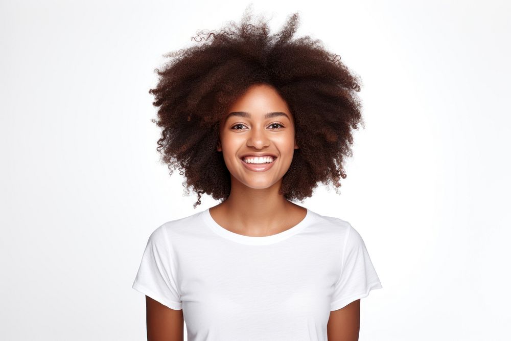Afro women smile portrait t-shirt. AI generated Image by rawpixel.